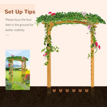 Wooden Garden Arbor Arch with Trellis Wall and Ground Stakes for Growing Flowers, Plants, Outdoor Archway with Pergola Style and Solid Wood Frame for Backyard, Garden