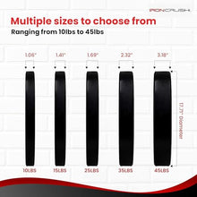 Iron Crush Olympic Bumper Plate Sets - Premium Virgin Rubber Weights for Strength Training - Compatible with 2" Barbells 250LB