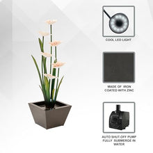 XBrand 39-Inch Freestanding Sculptural Metal Multi-Tier Flower Water Fountain with LED Lights, Multicolored