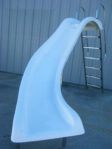FibroPool Fiberglass Swimming Pool Slide Stainless Steel Hardware Left Turn White