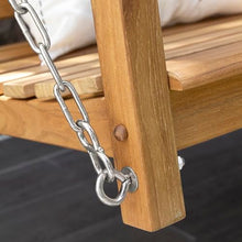Cambridge Casual Maine Teak Porch Swing – Solid Wood Hanging Outdoor 2-Seater Swing Bench for Porch, Weather-Resistant & Durable
