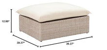 TOV Furniture Cali Natural Wicker Outdoor Ottoman