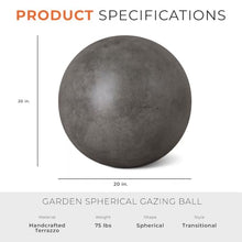 Emissary Terrazzo Gazing Ball 20 in. Matte Gray Outdoor Garden Sphere