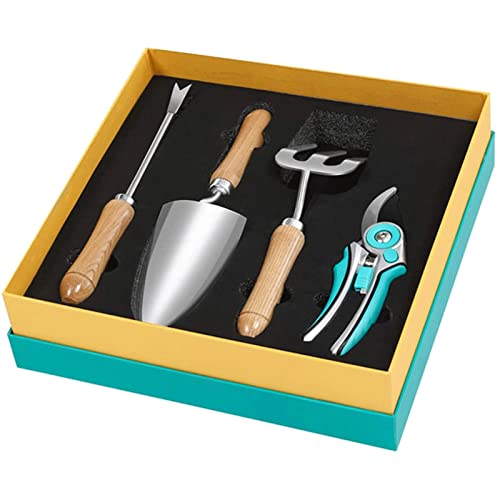 Feilx Garden Tools Set, 4 Piece Heavy Duty Gardening Tools, Durable Garden Hand Tools, Stainless Steel Garden Plant Tool Ergonomic Handle -Gift for Women and Men