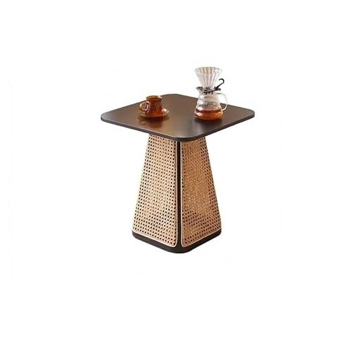 GKOKG Coffee Tables Wabi-sabi Style Wooden Sofa Side Table Living Room Corner Balcony Rattan Bedside