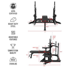 Valor Fitness Olympic Weight Bench with Squat Rack Combo - 6 Gauge Steel - USPA Certified - Adjustable Squat Stands - Black