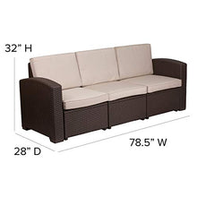 Flash Furniture Faux Rattan Outdoor Sofa, Brown
