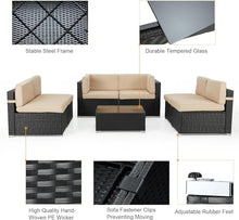 HTERWQEA Patio Furniture Set with Coffee Table, 7 Piece PE Wicker Rattan Outdoor Sectional Sofa Conversation Set with Enhanced Comfort for Backyard, Deck, Garden, Porch
