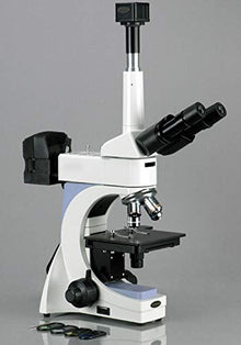 AmScope ME400TA Metallurgical Trinocular Microscope 40X-640X Blue