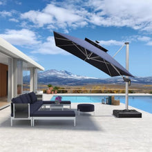 OROTLECT 10' X 13' Patio Umbrella Outdoor Rectangle Umbrella Large Cantilever Umbrella,With Solar Lights,With Base,Navy