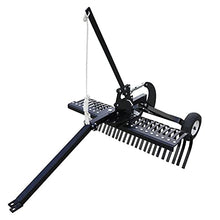 Yard Tuff Landscape Lawn Rake Attachment with Heat Treated Tines for UTVs, ATVs & Utility Tractors Black