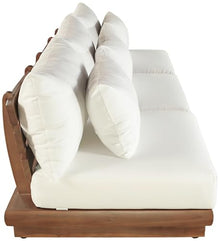 Meridian Furniture 111White-S3B Mirella Collection Modern | Contemporary Outdoor Patio 3pc. Modular Sofa with Solid Teak Frame, Water Resistant Fabric, 111" W x 38" D x 27" H, White