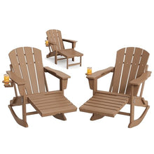 2 Pack HDPE Folding Adirondack Rocking Chair with Retractable Ottoman