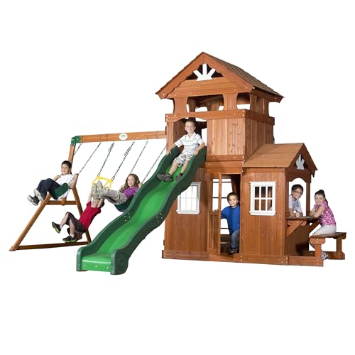 Backyard Discovery Shenandoah Cedar Playset Swing Set Brown