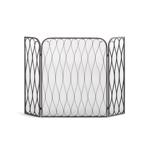 Fireplace Screen European Style Fireplace Screen, Metal Railing, Fireplace Divider with Mesh Cover, Decorative Iron Fence, Black Fireplace Screen