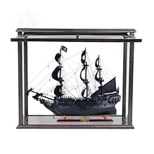 Old Modern Handicrafts Black Pearl Pirate Ship Model with Display Case Multicolor