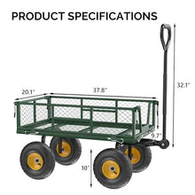 Heavy Duty Garden Cart Mesh Utility Wheelbarrow Garden Dump Cart with Removable Sides, for Lawn Camping Farm