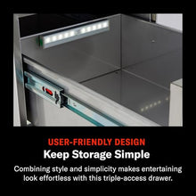 Blaze 16-Inch Triple Access Drawer – Made in USA Stainless Steel Outdoor Kitchen Storage with Soft-Close Drawers & LED Lighting