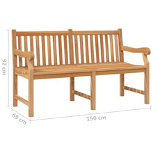 Owoxanthellate 59" Extra Heavy Teak Wood Garden Bench Light Brown Rustic Outdoor Seating for Patio Porch Park Weather-Resistant Solid Wood 3-Person Long Seat