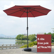 LumaGrove 270cm/9ft Octagonal Iron Patio Table Umbrella, Outdoor Market Umbrella with Crank, 8 Ribs, Sun Shade Parasol(Wine red)