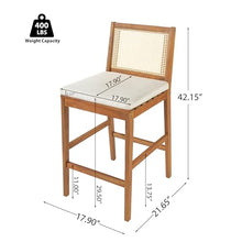 Christopher Knight Home Kirkby Outdoor Counter Height Bar Stools Set of 2, Acacia Wood Counter Stools with Wicker Backrest, Patio Bar Chairs with Cushion for Outdoor Bar Table, Teak + Beige + Yellow
