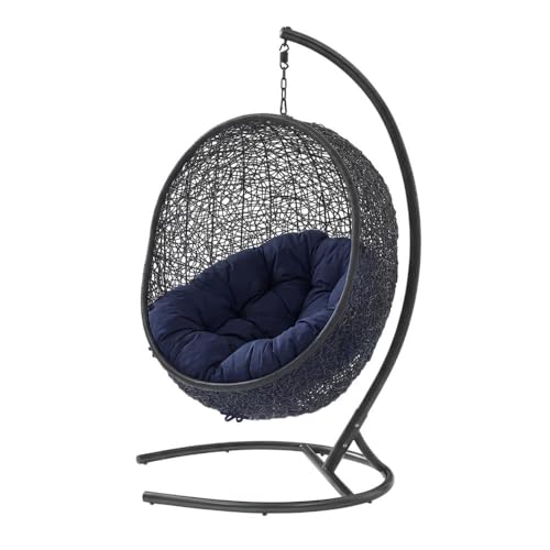 Outdoor Escape Black Outdoor Lounge Chair with Cushions, Rattan Seating, Weather-Resistant Frame for Patio, Garden, Poolside Lounge