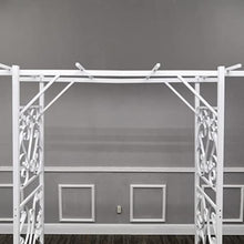 FixtureDisplays® White Metal Arbor Arch Wedding Garden Trellis Climbing Planting Patio Decor 80" Wide X 39" Deep X 86" High, Inside Door Width 59" 10017-white