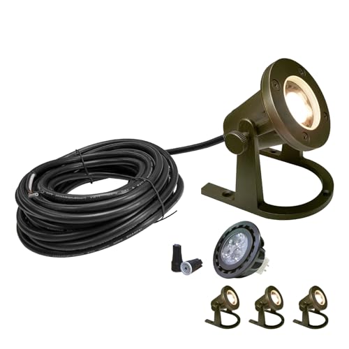 COLOER 12V Low Voltage Solid Brass Heavy Duty Underwater Pond Light 1 Pack