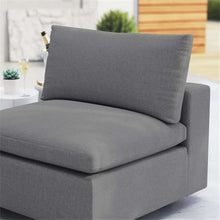 Afuera Living Modern Outdoor Patio Armless Chair, 36" Wide Cushioned Seat, Powder-Coated Aluminum Frame, All-Weather UV-Resistant Gray Fabric Covers, Non-Marking Foot Caps for Porch, Patio, Poolside
