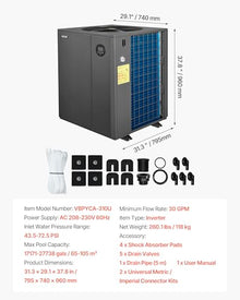 VEVOR 104790 BTU Inverter Pool Heat Pump, All-DC Technology Electric Heater for In-Ground Pools up to 27,738 Gal, WiFi App Remote Control with Multiple Protection for Swimming Parties