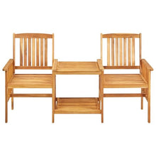 Fisinber 2-Person Bistro Set, Solid Acacia Wood Outdoor Patio Furniture with Center Table and Cushions, Rustic Garden Seating for Balcony and Terrace, Oiled Finish Brown, 19.7 x 19.7 x 36.2 Inches