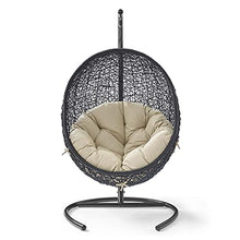 Swing Lounge Chair, Black Beige, Modern, Outdoor Patio Balcony Cafe Bistro Garden Hotel