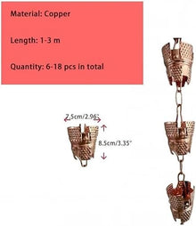 YUSIWOAL Outdoor Rain Chains for Gutters, Rain Bells/Catchment Diversions, Garden Patio Landscape Drainage(Copper,3m/10ft)