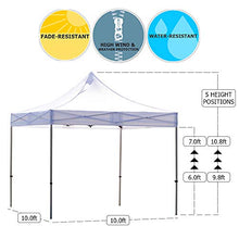 Vispronet 10x10 Instant Canopy Tent and 2 Side Walls – Commercial-Grade Aluminum Frame – Water Resistant Canopy Top and Sidewalls – Includes Canopy Bag and Stake Kit (White)