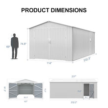 20x10 FT Outdoor Storage Shed, Metal Garage Shed with 2 Lockable Doors, and 4 Vents,Large Metal Building,Galvanized Steel Prefab Garage Sheds for Car, Truck, Bike, Tool,White