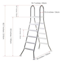 AIBOTY Above Ground Swimming Pool Ladder 33/43/53/63 Inch High Corrosion-Resistant Stainless Steel Frame with Heavy Duty Plastic Double Sided Steps, Load Capacity 550 Lb,5 Step