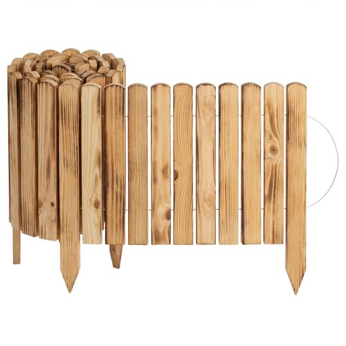 Creative Home Log Wooden Fixed Border Fence, Natural Flexible Picket Log