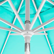California Umbrella 12-Year-Non-Fading, 9Ft Premium Sunbrella Patio Umbrella, Hand-Crank, Button-Tilt, White Frame, Aruba Fabric