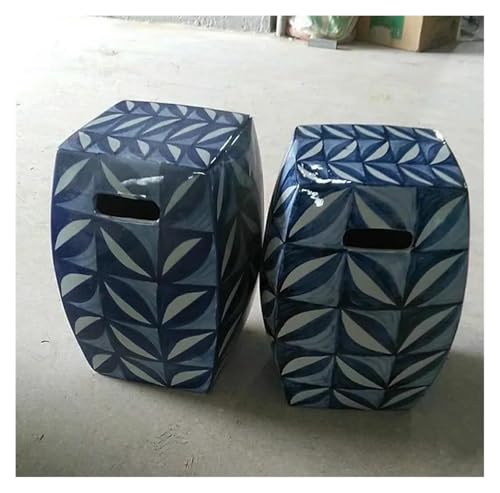 Tu Ye-US Decorative Garden Stools, Ceramic Stool Four Sides with Porcelain Outdoor Bathroom Stool Balcony Home Decoration Porcelain 2 Ceramic Stools