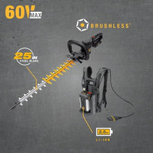 Cat DG620 60V 25” Brushless 2-Speed Backpack Hedge Trimmer Cordless, Shrub Trimmer with Rotating Rear Handle, Lightweight Bush Trimmer Cordless – Battery & Charger Included