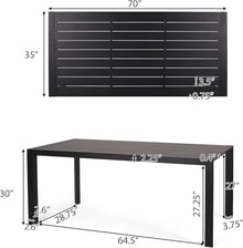 Seeheool Rectangular Outdoor Dining Table with Metal Frame for Patio Backyard Garden Deck Porch 70" x 35" x 30" Black