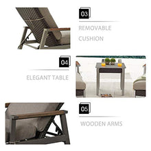 LOKATSE HOME 3-Piece Outdoor Patio Chair Set with Adjustable Metal Rattan Reclining Chairs and Side Table Dark Gray