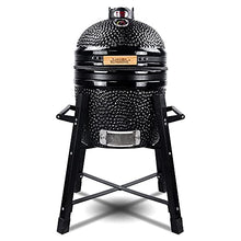 London Sunshine Ceramic Kamado Charcoal BBQ Grill and Smoker, Stainless Steel Grates -15" Ceramic with Tall Stand (BLACK)