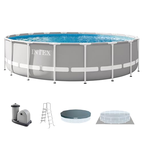 INTEX Prism Frame 18ft x 48in Round Above Ground Swimming Pool Set w/Pump