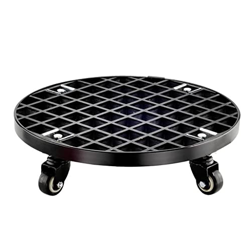 SDVantage Plant Stand Planter Caddy Heavy Duty with Locking Wheels,Round Flower Pot Rack Planter Trolley with 360° Rotating Casters Rolling Tray,Metal Plant Dolly with Wheels for Indoor,Black-36Cm