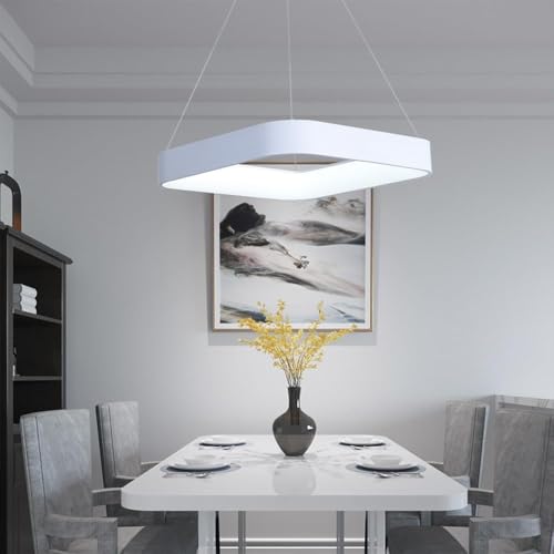 MVNOIRE Modern Simple Aluminum Lampshade Pendant Light LED Source Kitchen Island Decorative Lamp Three-Color Dimmable Indoor Hanging for Dining Room Bedroom