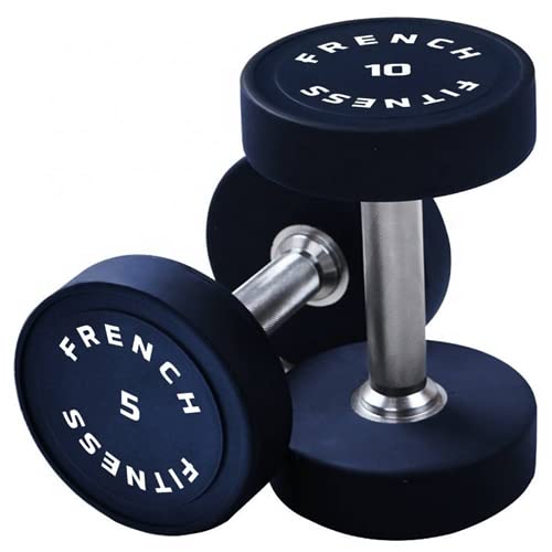 French Fitness Urethane Round Pro Style Dumbbell Set (5-100 lbs)