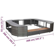 Square Spa Surround Gray 105.5"x105.5"x21.7" Poly Rattan