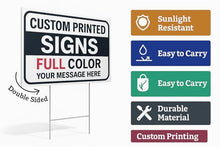 Custom Yard Signs 18x24" – 100 Pack Bulk Personalized Double Sided Outdoor Lawn Signs, Corrugated Plastic with Metal H Stakes for Business Advertising