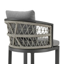 HomeRoots 40" Gray Metal Outdoor Bar Height Chair with Footrest Grey